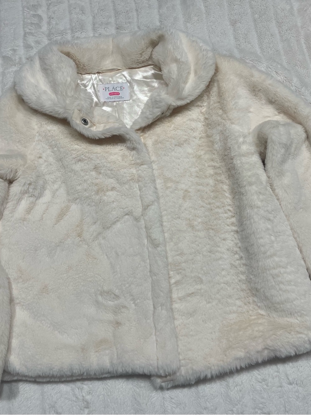 Place Girls Cream Faux Fur Teddy Jacket